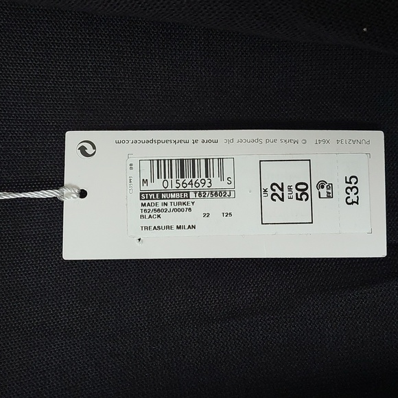 Per Una Ladies Black Lightweight Knit  Waterfall Front Cardigan Uk Size 22 - Picture 3 of 6